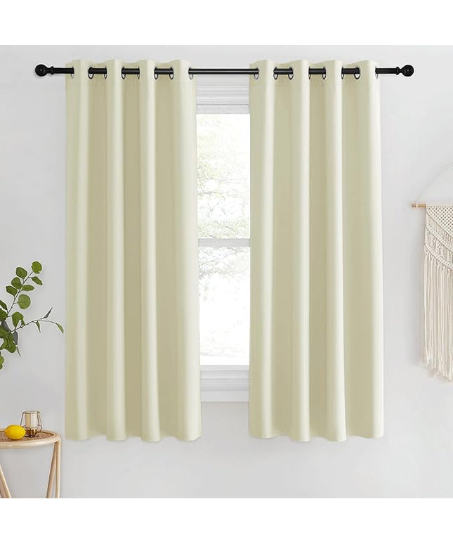 NICETOWN Room Darkening Beige Curtain 63 inches Long, Grommet Thermal Curtains Blackout Window Treatment Sound Reducing for Bedroom/Home Office, 1 Panel, W46 X L63