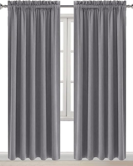 DWCN Grey Blackout Curtains for Bedroom, Thermal Insulated Energy Saving Room Darkening Curtains for Living Room (W60 x L84 inch, Set of 2 Panels, Top of Rod Pocket)