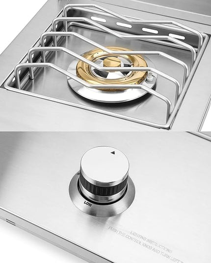 Stanbroil Built-in Stainless Steel Side Burner for Outdoor Kitchen - Liquid Propane Only