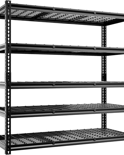 5-Tier 60" W X 24" D X 78" H Garage Shelving Metal Storage Shelves 3300LBS Heavy Duty Industrial Shelving Adjustable Garage Shelf Unit Utility Storage Racks(Black)