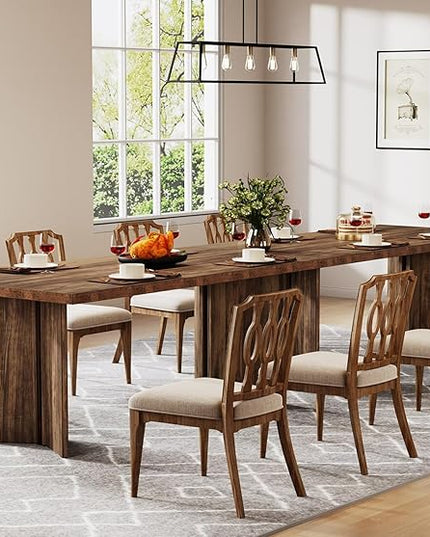 Tribesigns 63-inch Dining Table for 4-6, Farmhouse Kitchen Table with Large Tabletop, Rectangular Dinner Eating Table for Dining Room, Living Room, Kitchen, Dark Brown