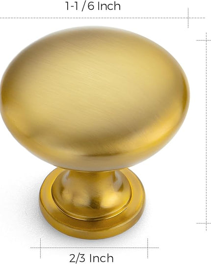 Ravinte 10 Pack Gold Round Zinc Cabinet Brass Knobs for Kitchen Bathroom Closet Dresser Cabinets
