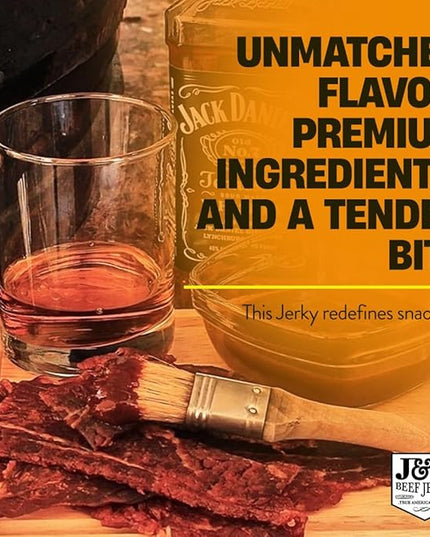 J&K Whiskey BBQ Beef Jerky - Small Batch American Made, Slab Beef Jerky Spicy and Savory Snack with a Kick - Bold & Flavorful Snack! - 7oz Big Bag