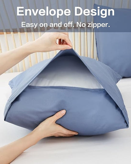ROSGONIA Oversized King Comforter Slate Blue, 3pcs (1 Boho Comforter & 2 Pillowcases) Lightweight Oversized King Size Comforter Sets Bedding Blanket