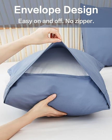ROSGONIA Queen Comforter Set Slate Blue, 3pcs Queen Size Comforter(1 Boho Blue Comforter & 2 Pillowcases) All Season Lightweight Bedding Blanket Quilt