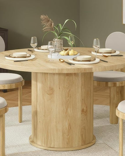 Farini 43" Round Dining Table for 4-6,Modern Kitchen Room Table with Wood Top & Sturdy Metal Base,Natural