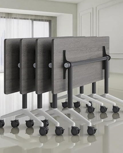 Folding Conference Room Tables, Seminar Conference Table Modern Flip Top Training Meeting Tables, Conference Room Table with Wheels for Home Office Classr,4 Pack 63inch