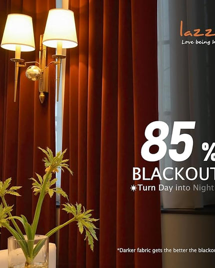 Lazzzy Velvet Blackout Curtains Thermal Insulated Room Window Drapes Super Soft Luxury Curtains for Living Room Bedroom Rod Pocket 2 Panels, Rust Red, 52" W x 72" L
