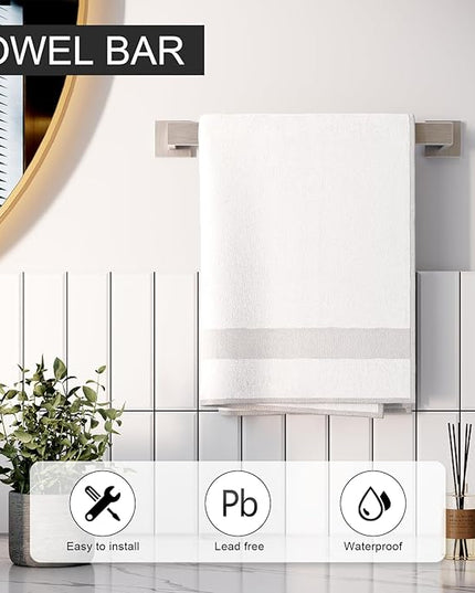 5-Pieces Bathroom Hardware Set, SUS304 Stainless Steel Wall Mounted 16 Inch Hand Towel Bar, Toilet Paper Holder, Towel Ring, Towel Hooks, Bathroom Towel Bar Set, Brushed Nickel