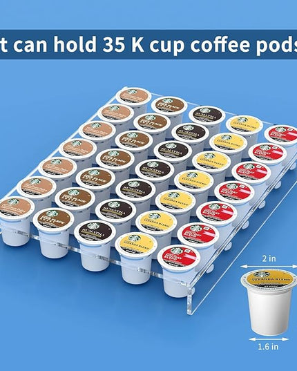 AITEE Acrylic K Cup Drawer Organizer, Clear K Cup Organizer Tray for Drawer or Countertop Storage,Hold 35 Coffee Capsules,K Cup Coffee Pod Holder for Office and Kitchen K Cup Storage (11.6x15.3Inches)