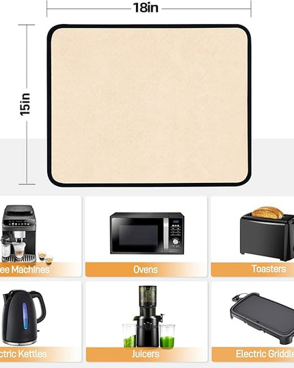 Heat Resistant Mats for Countertop - Fireproof 15x18 in Heat Resistant Mats for Air Fryer - Kitchen Countertop Protector for Air Fryer, Coffee Maker, Stand Mixer, Toaster, Oven 2PCS - Khaki