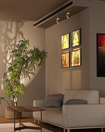 PESUTEN Spot Lights Indoor, Rechargeable Picture Light with Remote, Dimmable CCT Spotlight for Wall Art, 6000mAh Battery Uplights Indoor with Timer for Plant Artwork Painting Sofa Corner Light Gold