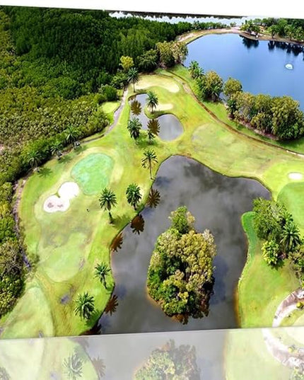 Golf Course Canvas Wall Art for Living Room Bedroom Bathroom Home Decorations Golf Course and Lake Picture Poster Prints Artwork Framed Ready to Hang(12''H x 16''W)