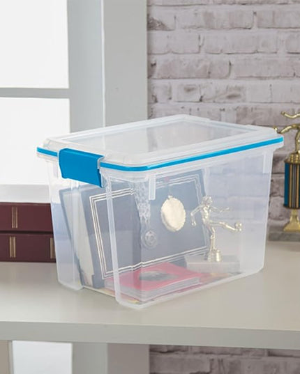Sterilite 12-Pack Gasket Box, Weather-Resistant Storage Bins with Latching Lids, 20 Quart - Heavy-Duty Organizing Containers for Closet, Bathroom, and Office