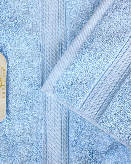 Superior Egyptian Cotton Pile Hand Towel Set of 4, Ultra Soft Luxury Towels, Thick Plush Essentials, Absorbent Heavyweight, Guest Bath, Hotel, Spa, Home Bathroom, Shower Basics, Light Blue