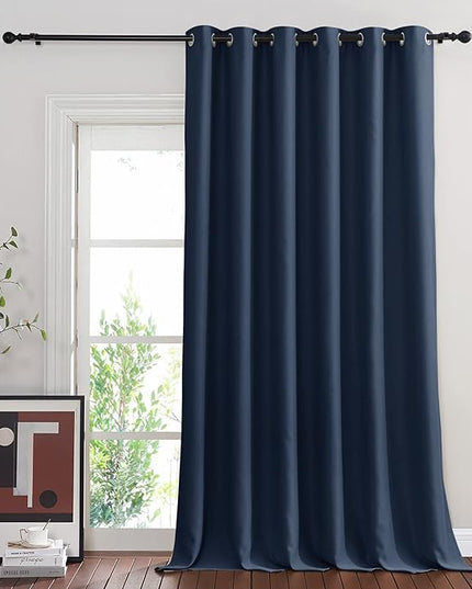 NICETOWN Navy Blue Blackout Room Divider Curtains 144 inch Length, Grommet Energy Saving Thermal Drapes Sound Reducing Window Treatments for Living Room, 1 Panel, W80 x L144