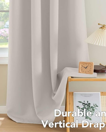 H.VERSAILTEX Blackout Curtains for Bedroom Thermal Insulated Room Darkening Living Room Curtains 63 Inch Long Grommet Privacy Protection Window Curtain Panels/Drapes for Nursery,2 Panels,Ivory/Cream