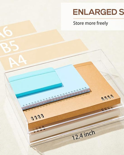 Harloon 4 Tier Acrylic Paper Tray 12.4 x 8.9 x 1.7 Inches Stackable Letter Clear Organizer No Need to Assemble Acrylic Paper Organizer File Tray for Office Workspace Desktop Storage(Transparent)
