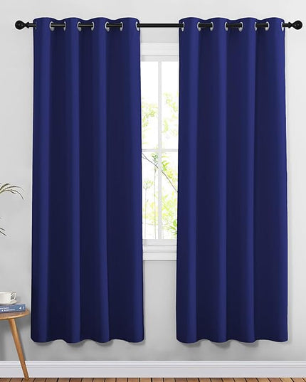 NICETOWN Doorway Curtains & Drapes 78 inches Long - Grommet Window Treatment Thermal Insulated Privacy Blackout Curtains & Drapes for Bedroom (Navy Blue, Set of 2, W52 x L78)