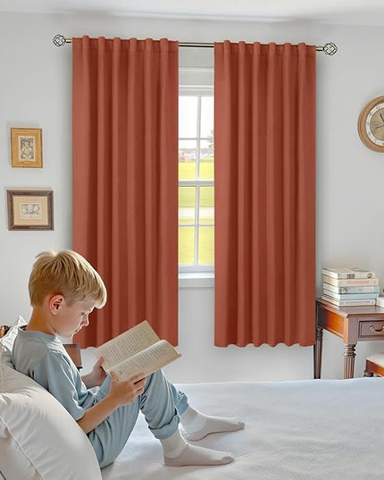 BGment 72 inch Terracotta Blackout Curtains - Rod Pocket and Back Tab Light Blocking Thermal Insulated Soundproof Privacy Curtains for Bedroom/Living Room Fall Home Decor, 2 Panels, 52 x 72 Inch