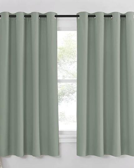 NICETOWN Blackout Sage Green Curtain & Drape for Bedroom - Grommet Top Thermal Insulated Room Darkening Energy Saving Privacy Drapes for Living Room, 1 Piece, W52 x L63