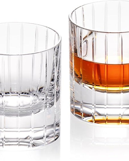 KAMMAK Crystal Whiskey Glasses Set of 2, Handcrafted 6.43oz Old Fashioned Glasses Stemless, Luxury Hand Blown Cocktail Glasses, Scotch Cup for Women, Men Gift for Bourbon Barware, Home Bar