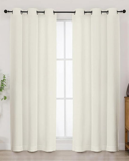 Chyhomenyc Ivory Curtains 72 Inches Long 2 Panels for Living Room, Light Filtering Faux Linen Textured Soft Bedroom Window Curtains, Thick Farmhouse Home Decor Grommet Drapes, 40Wx72L, 2PCS