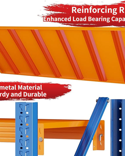 4000LBS Garage Shelving 48" W Garage Shelving Heavy Duty 4-Tier Metal Storage Shelves Adjustable Shelf Unit Storage Rack for Basement Supermarket Warehouse 48" W x 20" D x 78" H Blue-Orange