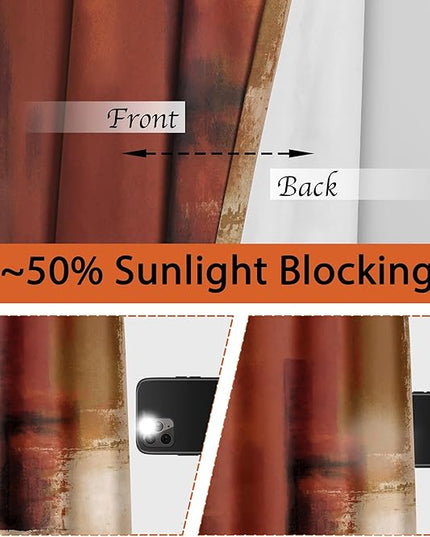Asuexpect Burnt Orange Kitchen Curtains 2 Panels Abstract Rust Curtain Room Darkening Grommet Window Drapes Modern Decorative Window Treatments, 26x36 Inches