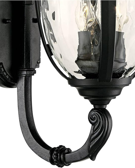 John Timberland Bellagio European Outdoor Wall Light Fixture Textured Black 21" Clear Hammered Glass Upbridge Arm for Exterior House Porch Patio Outside Deck Garage Yard Front Door Garden Home
