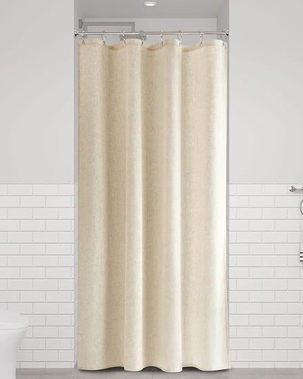 Naturoom Beige Linen Shower Curtain, Textured Fabric Shower Curtains for Bathroom Modern Farmhouse Neutral Tone Premium Quality Fabric Bohemian Rustic Cottage Country Bathroom Decor, Cream, 42 x 72