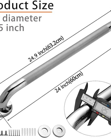 Shower Grab Bar, 2 Pack 24 Inch Bathroom Grab Bar, 1.25" Diameter 304 Stainless Steel Anti-Slip Grab Bars for Bathtubs and Showers, Handicap Shower Grab Bar for Seniors Elderly