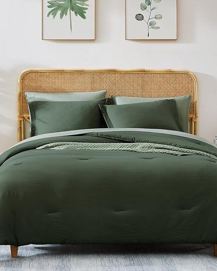 WRENSONGE King Comforter Set, 7 Pieces Deep Forest Soft Bed in a Bag King with Fitted Sheet, Flat Sheet, 2 Pillow Shams, and 2 Pillowcases- Warm Bedding Set for All Season