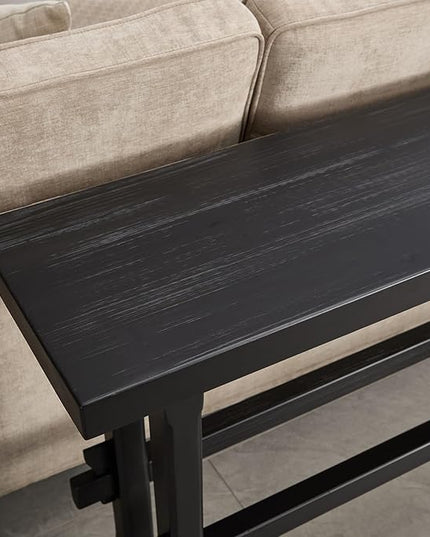 Kmax Entryway Table, 59 inchs Wood Farmhouse Console Table Boho Hallway Table Rustic Couch Table Behind Sofa for Outdoor Entrance Living Room - Black