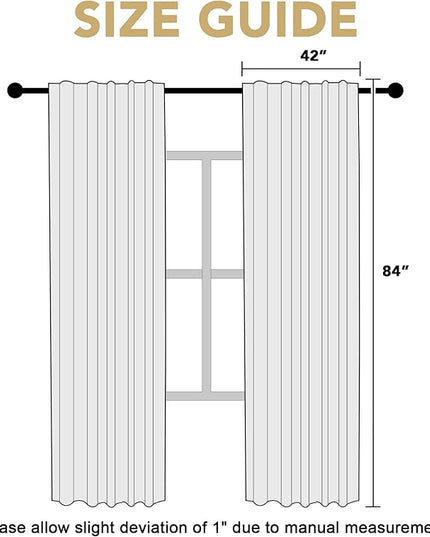 H.VERSAILTEX White Curtains Thermal Insulated Window Treatment Panels Room Darkening Privacy Assured Drapes for Living Room Back Tab/Rod Pocket Bedroom Draperies, 42 x 84 Inch, 2 Panels