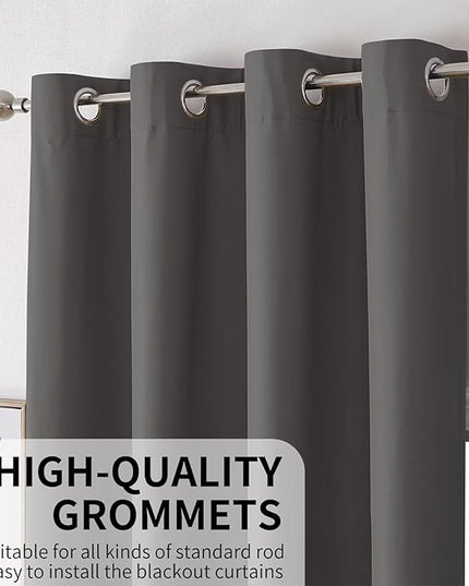 Joydeco Dark Grey Blackout Curtains 120 Inches Long, Extra Long Grey Curtains for Living Room Bedroom, Total Room Darkening Thermal Insulated Solid Drapes for Windows with Grommets