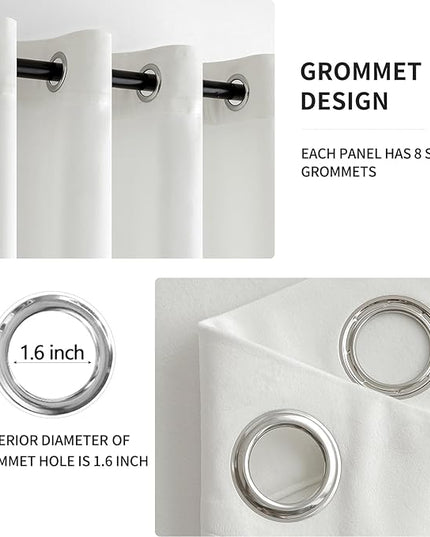 MIULEE Velvet Curtains Pure White Elegant Grommet Curtains Thermal Insulated Soundproof Room Darkening Black Out Curtains/Drapes for Classical Living Room Bedroom Decor 52 x 108 Inch Set of 2