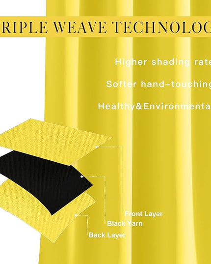 NICETOWN Bright Yellow Blackout Curtains 84 inch Long for Bedroom - Thermal Insulated Solid Grommet Light Blocking Window Curtains & Drapes for Living Room (2 Panels, 52 x 84 Inch, Bright Yellow)