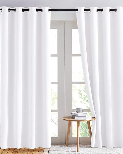 NICETOWN Pure White Curtains 2 Panels 84 inches Long for Bedroom, 50% Light Blocking Grommet Window Treatment for Living Room, W52 x L84