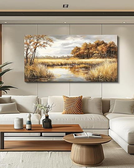 ERQINHUA Canvas Wall Art For Living Room Bedroom Wall Decor For Office Farmhouse Mural Lake Surface Landscape Painting Artwork Pictures Dining Room Hallway Home Decoration Ready To Hang 20x40 In