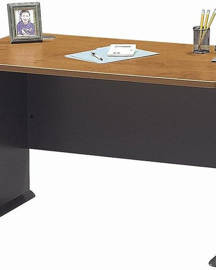 Bush Business Furniture Series A 48W Computer Desk in Natural Cherry and Slate, Small Office Table for Home or Professional Workspace