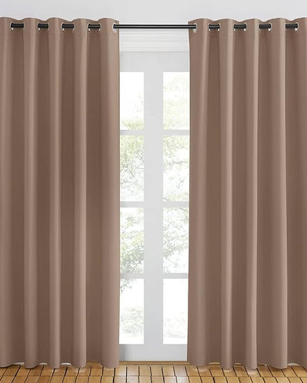 NICETOWN Door Curtain 84 inch Length for Bedroom - Room Darkening Light Blocking Thermal Insulated Solid Ring Top Blackout Window Drapes for Living Room (1 Panel, W66 x L84, Cappuccino)