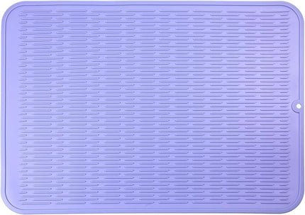 Silicone Dish Drying Mat for Multiple Usage,Easy clean,Eco-friendly,Heat-resistant Silicone Mat for Kitchen Counter or Sink,Refrigerator or Drawer Liner Light Purple 2XL 24 inches x 18 inches