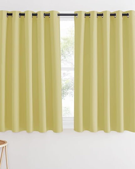 NICETOWN Blackout Curtains 54 Inches Long, Thermal Insulated Room Darkening Curtains for Bedroom, Window Treatment Drapes for Living Room Nursery (W66 x L54 Inch, Paler Yellow, 1 Panel)