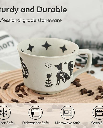 Ceramic Coffee Mug, 12 oz Novelty Unique Teacup with Handle, Stoneware Cup for Tea Mocha Latte Cappuccino Espresso (Bear)