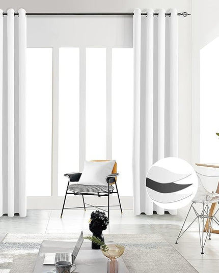 Blackout Curtains for Bedroom Thermal Insulated Light Blocking Room Darkening Curtains Solid Grommet Window Drapes for Living Room, Set of 2 Curtain Panels 42 W x 54 L inch Long Ash White