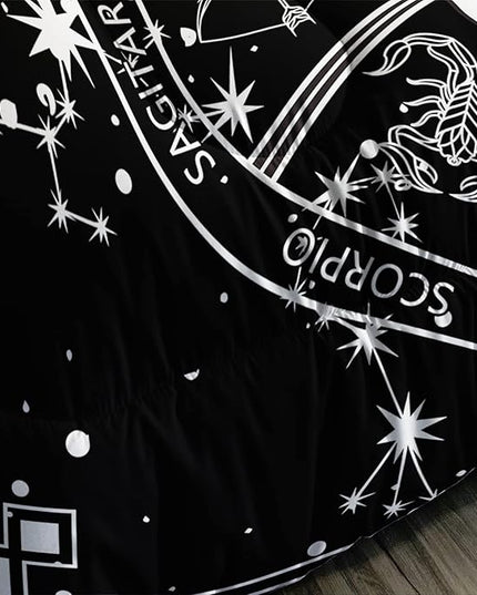 AILONEN Constellation Comforter Set Twin Size, Sun and Moon Zodiac Circle Bedding Set,Soft Breathable Twelve Constellations Duvet Set for Boys Girls Bedroom Decor 3Pcs(1 Comforter + 2 Pillowcases)