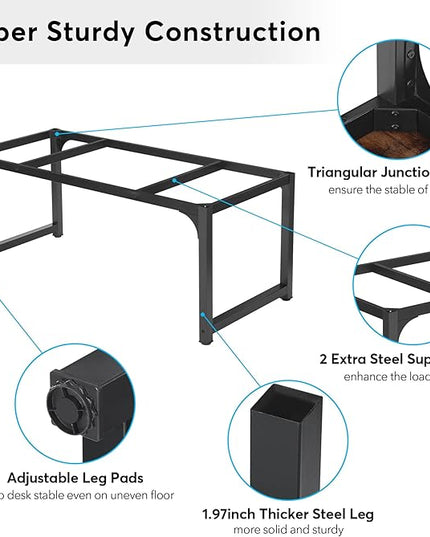 Tribesigns Modern Computer Desk, 63 x 31.5 inch Large Office Desk Computer Table Study Writing Desk Workstation for Home Office, Rustic/Black