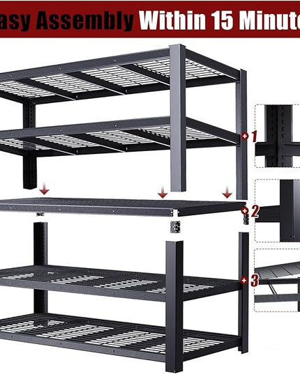 Heavy Duty Garage Shelving,5-Tier Storage Shelves(84" Hx24 Dx55 W),3050LBS Capacity Industrial Shelving Units and Storage,Adjustable Shelving Unit for Garage,Warehouse,Basement