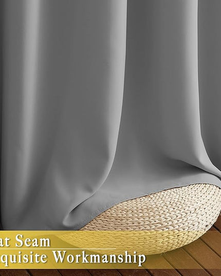 NICETOWN Blackout Silver Grey Sliding Door Curtains 90 inch Length, Thermal Insulated Grommet Room Darkening Window Treatments for Bedroom/Living Room, 1 Panel, W80 x L90